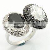 925 Silver Wholesale Black White Ring