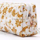 Blue and White Diamond Pattern Cosmetic Bag in Hand thumbnail-3
