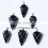 Black Obsidian Wire Wrapped Arrowhead Pendants