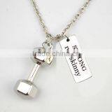 Dumbbell And Strong Not Skinny Charms Sport Fitness Weightlifting Gym Necklace