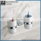European Style Zinc Alloy Chrome Finishing Bathroom Sanitary Items Wall Mounted Double Tumbler Holder
