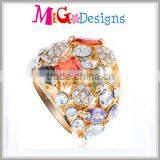 OEM Wholesale Gold Plated Big Colorful Austria Crystal Ring thumbnail-1