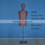 Articulated Male Dress Form With Half-Leg -- Striped Linen Mannequin thumbnail-1