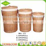 Customized Cheap Handwoven Unique Round Folding Brown Wicker Laundry Basket With Cover thumbnail-5