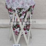 White Paint Wood Frame Collapsible Laundry Hamper/Basket thumbnail-1