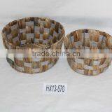 Ovals Metal Frame Rush Woven Storage Basket thumbnail-1