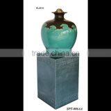 Green Glaze Ceramic Wishful Bottle Fiber Glass Water Fountain With Crystal Ball thumbnail-1