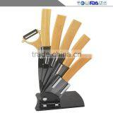 High-grade Bamboo Handle Sharp Durable Environmental Protection Kitchen Household Black Knife Sets of Ceramics thumbnail-1