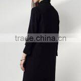 Women Wool Coat Double Breasted Peacoat Fall Winter Solid Color Trench Coat Back Split Black Lady Swing Long Coats Plus Size thumbnail-4