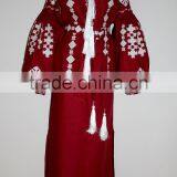 Boho Clothing Ukrainian Vyshyvanka Embroidery Designs Linen Dresses With Tassel Long Sleeve Maxi Dresses HSD5766 thumbnail-2