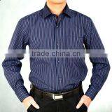 man's high collar strips dress shirt