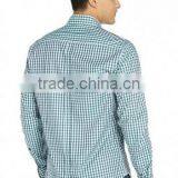 Hot Men's Green Check Cotton Shirt MSRT0078 thumbnail-2