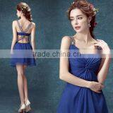 Sexy Criss Cross Strap Chiffon Casual Navy Blue Evening Dress thumbnail-1