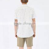 New Fashion Custom Button up Short Sleeve White Printed Shirts for Men thumbnail-3