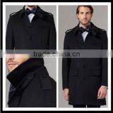 2017 Tailored Black Fashion Design Back Vent Slim Fit Mens Cashmere Men Coat thumbnail-1
