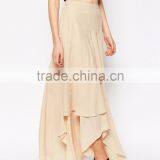Women Summer Wear Beach Wear Asymmetrical Design Lvory Floaty Maxi Chiffon Skirt With Layers thumbnail-5