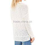 Drop Shoulder Long Sleeve Soft Slub Round Neck Sweaters Pullover Women 2015 thumbnail-3