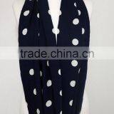 White on Navy Blue Polka Infinity Scarf, Circle Scarf, Loop Scarf, Scarves, Spring - Fall - Winter Fashion thumbnail-3