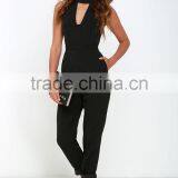 New Style Women Sleeveless Folded Mock Neck Black Jumpsuit 2015 thumbnail-2