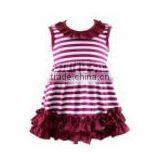 2017 Children Latest Dress Style Girl Summer Wine Red Striped Dress thumbnail-1