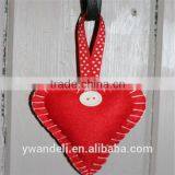 Red Felt Valentines Heart, Birthday Heart, Handmade Gift With Shabby Chic & Rustic Style thumbnail-1