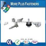 Taiwan #10-16 x 1" Hex Unslotted Hex Washer Head Epoxy #3 410 Stainless Steel Bonded Sealing Washer Self Drilling Screw thumbnail-5