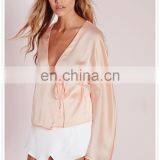 New Arrival Lady Fancy Satin Blouse Sexy Designs Wholesale thumbnail-5