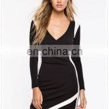 China Supplier Fashion Long Sleeves Women Sexy Black Bodycon Wrap Dress thumbnail-2