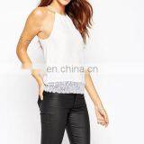 New Fashion Woman Summer Chiffon Tops With Lace Hem thumbnail-1