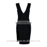 Amigo 2017 Fashion White Sleeveless Deep V Neck Low-cut Hollowout Bandage Dress Elegant Formal Dresses for Goddess thumbnail-2