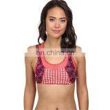 Yihao New Design Custom Plaid Cotton/spandex Dry Fit Womens Sport Wear Tight Fitness Sexy Yoga Bra thumbnail-3