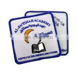 custom cheap promotional 100% polyester overlock embroidery patch logo