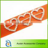 Heart Crystal Rhinestone Buckle Slider For Wedding Ribbon Invitation Card thumbnail-1