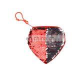 Girl Reversaible Heart Shape Sequin Coin Purse Mermaid Spiral Wallet Baby Bag With String