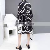 TWOTWINSTYLE Women Shirt Dress Lapel Striped Hit Color A Line Knee Length Loose Oversized Fashion thumbnail-6