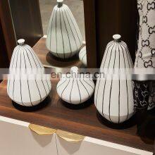 Nordic Minimalist Modern White Ceramic Hand Painted Black Line Vase Decor Home thumbnail-4