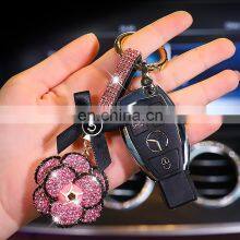 Diamond Camellia Car Key Ring Fashion Flower Car Keychain Lady Bag Hanging Chain Creativity Key Case For Car thumbnail-3