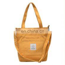 Spring and Summer New Art Tote Bag for Women With One Shoulder and Cross-slung College Style Student's Hand-held Corduroy Bag