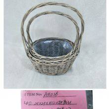 Customized Size Hot Sale China Supply Willow Basket with Handles and Clear Foil Inside