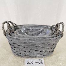 Natural Willow Hamper Empty Storage Basket With Plastic Lining for Garden