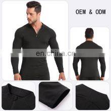 High Strech Quick Dry Long Sleeve Compression T-Shirt Men's Fitness Sport Gym Top 1/4 Zip Sportswear Training Jogging Shirts thumbnail-4