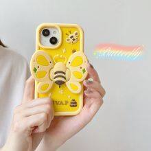 Cartoon Creative Bee Stand Phone Case for Phone 16 15 14 13 12 X XR XS Pro Max Fall Proof Soft Silicone Shockproof Cover thumbnail-4