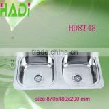 Foshan Kitchen Apron Double Bowl Stainless Steel Kitchen Sink HD8747 thumbnail-2