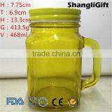 460ml Colored Beer Drinking Glass Cup/mug With Handle Glass Mason Jar thumbnail-1