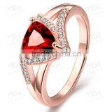 KZCR210 Brass Material Red Zircon Ring Gold Jewelry thumbnail-1