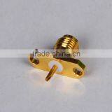 RF Coaxial Mini SMA Connector With Female S/T Jack and 2-hole Panel SQ Flange for Panel Mount Connector thumbnail-3