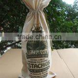 2016 Top Quality Cheap Canvas Reusable Wine Bags Package Single Bottle Wine Drawstring Bag thumbnail-3