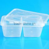 PP Disposable Clear Plastic Two Compartment Takeaway Food Container with Various Dimensions