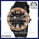 Original Men's Quartz Date Orange Watch Black Rubber Strap-Date Display Rubber Strap Orange Bezel Men's Sporty Watch thumbnail-1