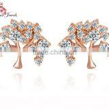 AAA Cubic Zirconia Tree Cut 18k Rose Gold Plated and White Gold Plated Cute Earrings for Girls Small Stud Earrings thumbnail-1